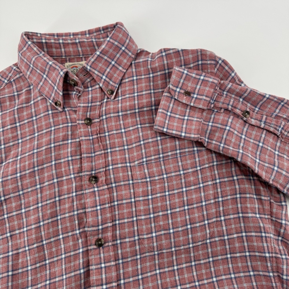 Faherty Shirt Men Small Red Blue Plaid Organic Cotton Button‎ Up Long Sleeve